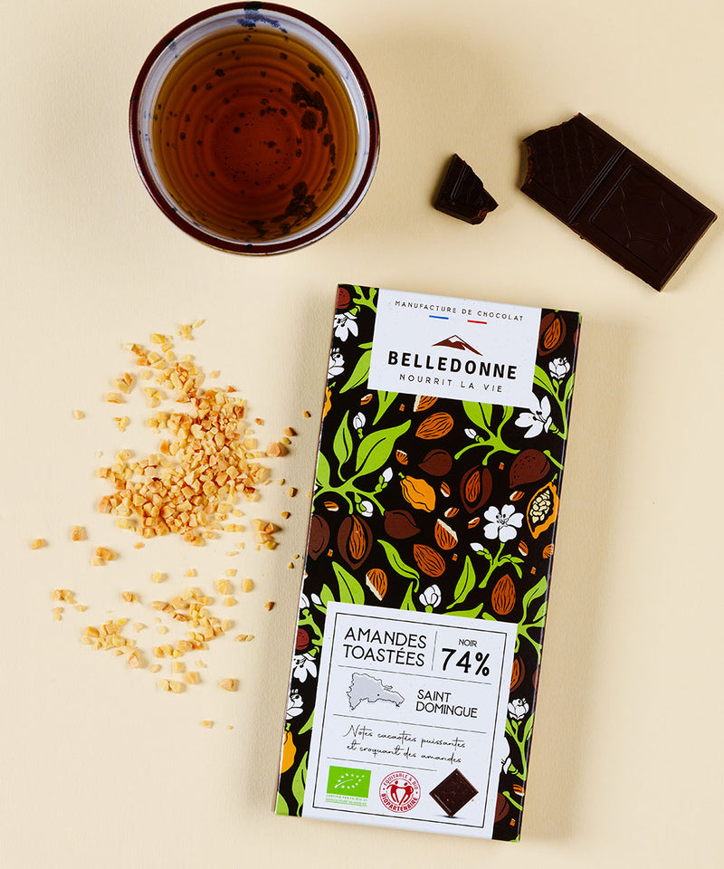 Tablette dégustation chocolat noir 74% amandes  - 2