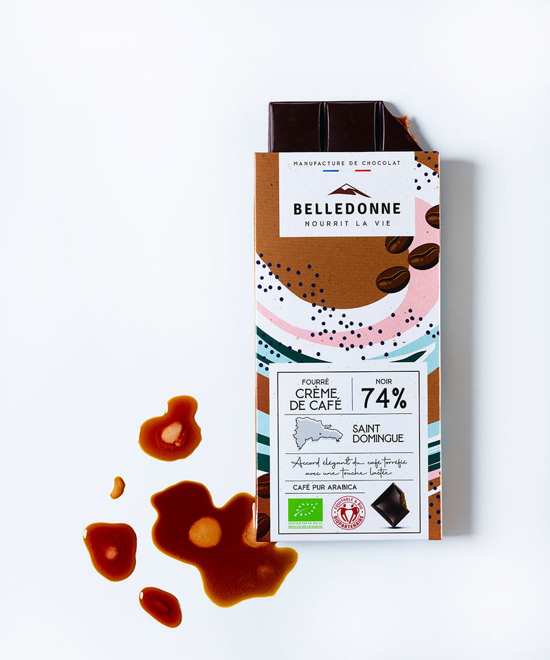 Tablette fourrée - chocolat noir 74% crème de café - 2