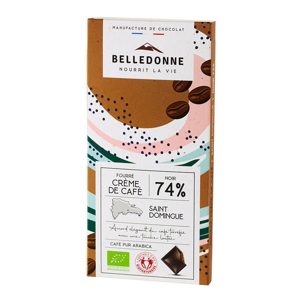 Tablette fourrée - chocolat noir 74% crème de café - 1