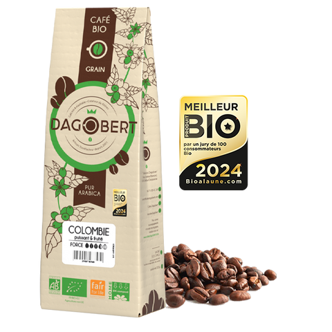 Les Cafés Dagobert -- Colombie 100% arabica, bio et équitable - grains (origine Colombie) - 1 kg