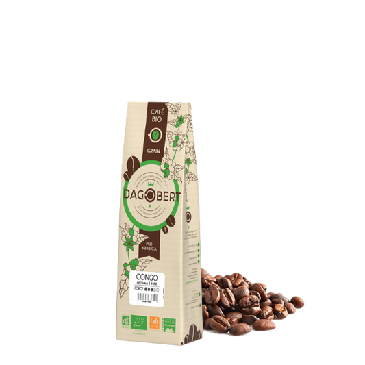 Les Cafés Dagobert -- Congo kivu 100% arabica, bio et équitable - grains (origine Congo) - 250 g