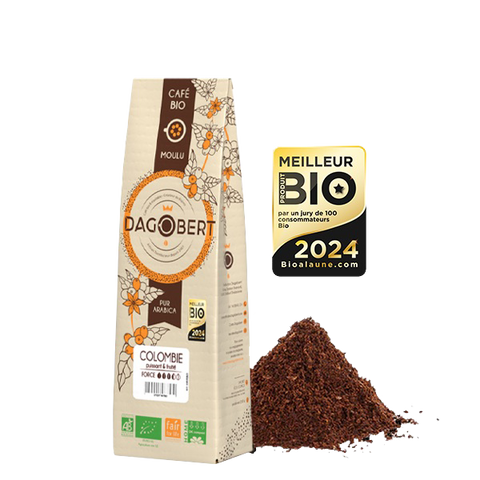 Les Cafés Dagobert -- Colombie 100% arabica, bio et équitable - moulu/filtre (origine Colombie) - 500 g