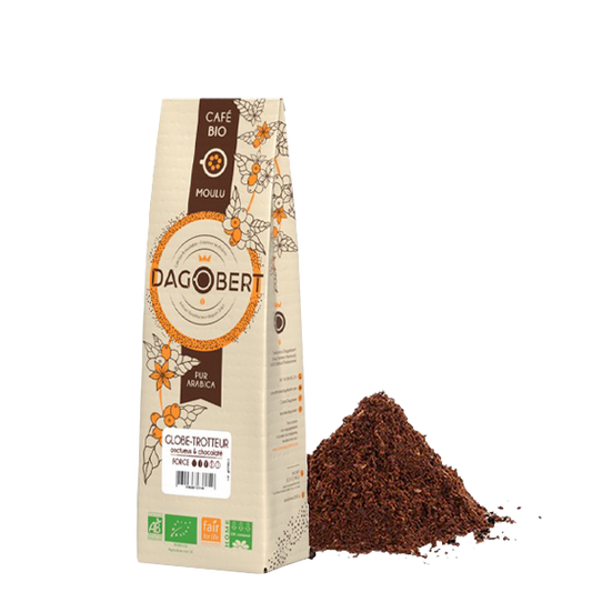 Les Cafés Dagobert -- Mélange globe-trotteur 100% arabica, bio et équitable - moulu/filtre - 500 g