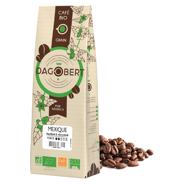 Les Cafés Dagobert -- Mexique 100 % arabica, bio, équitable grains - 1 Kg