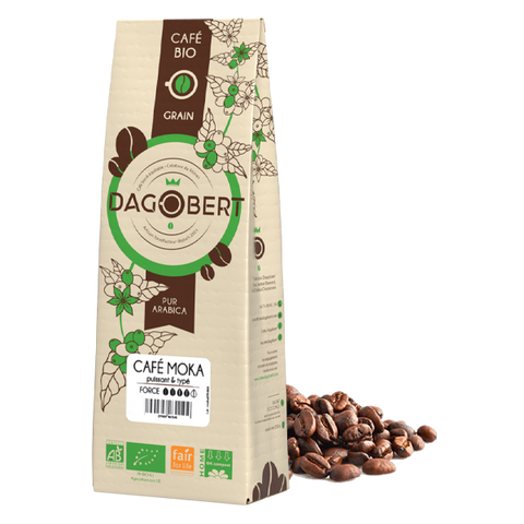 Les Cafés Dagobert -- Mélange café moka Guji 100% arabica, bio et équitable - grains (origine Ethiopie) - 1 kg