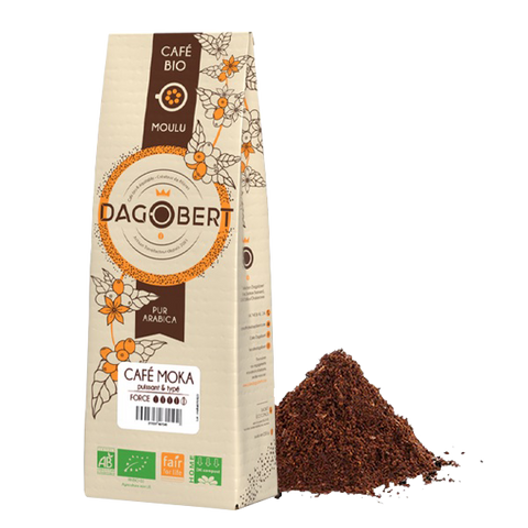 Les Cafés Dagobert -- Mélange café moka Guji 100% arabica, bio et équitable - moulu (origine Ethiopie) - 1 Kg