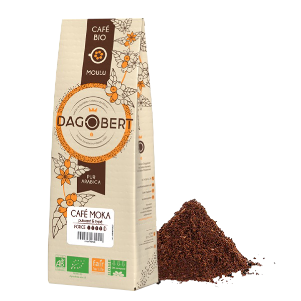 Les Cafés Dagobert -- Mélange café moka Guji 100% arabica, bio et équitable - moulu (origine Ethiopie) - 1 Kg