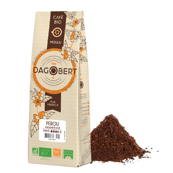 Les Cafés Dagobert -- Pérou 100% arabica, bio et équitable - moulu - 1 Kg