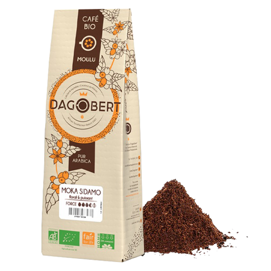 Les Cafés Dagobert -- Moka sidamo 100% arabica, bio et equitable - moulu/filtre (origine Ethiopie) - 1 kg