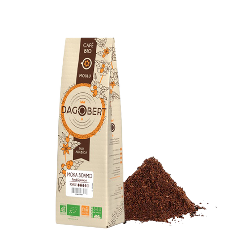 Les Cafés Dagobert -- Moka sidamo 100% arabica, bio et equitable - moulu/filtre (origine Ethiopie) - 500 g