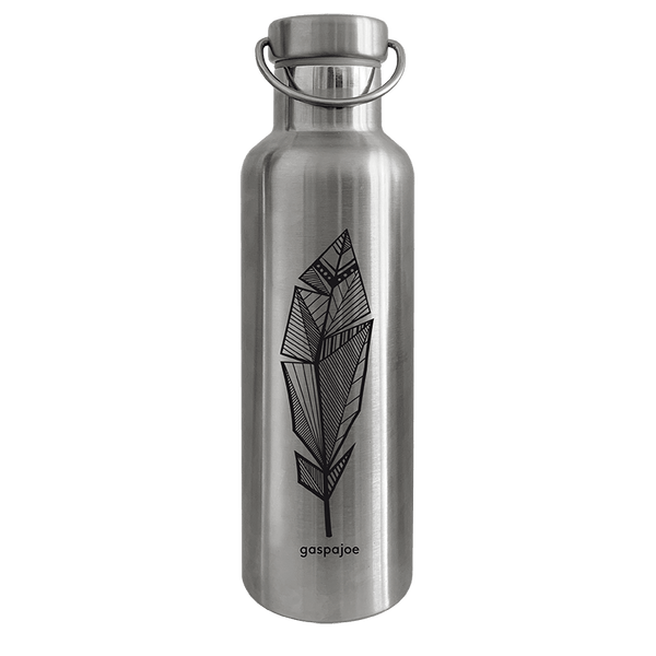 Gourde isotherme Groovy inox Plume noire - 750 mL - Gaspajoe